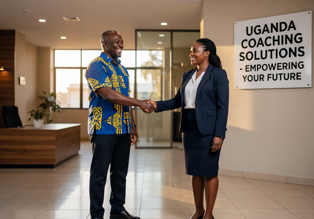 Happy client after coaching session at Ascend Uganda