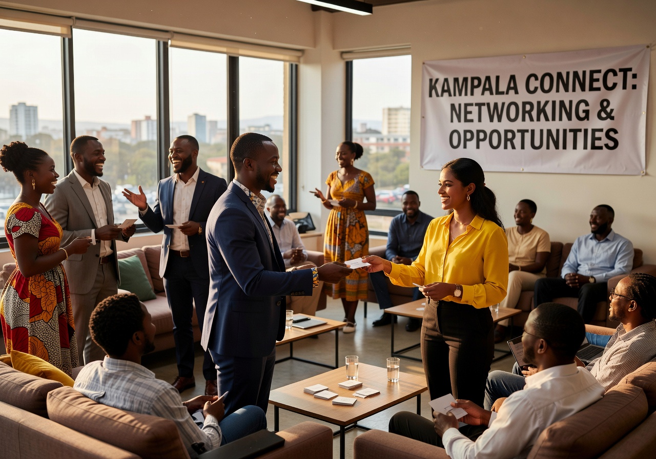 Ugandan professionals networking at an event in Kampala