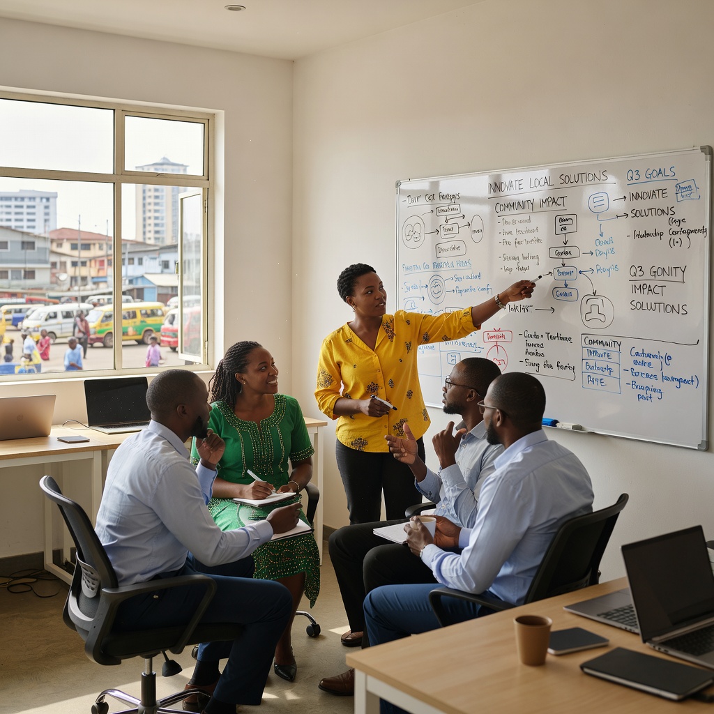 Ascend Uganda coaching team in a strategy session